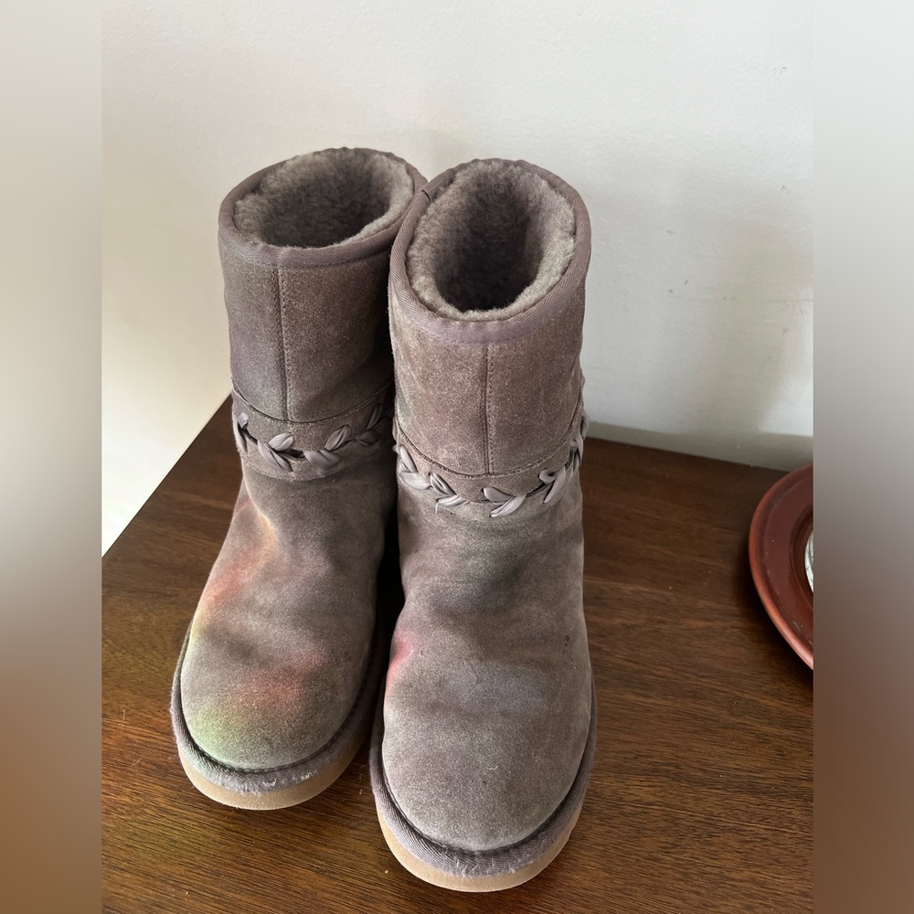 ‏UGG Classic Lace Short Boots Mole Taupe Women Gray 11